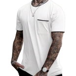 تیشرت جیبی مردانه با خط کنتراست سفید سوپر پنبه