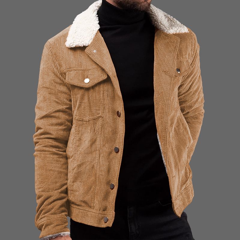 کاپشن مردانه مخمل کبریتی کرمی برند ZARA با آستر تدی گرم و یقه پشمی | مودی کالا