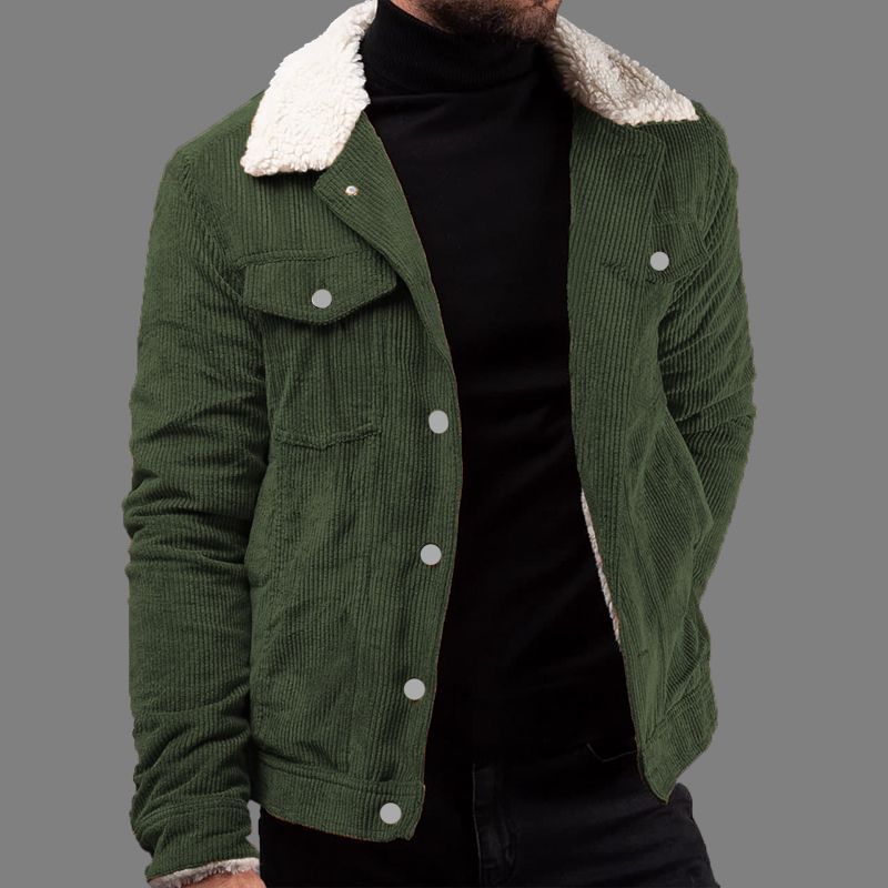 کاپشن مردانه مخمل کبریتی یشمی برند ZARA با آستر تدی گرم و یقه پشمی | مودی کالا