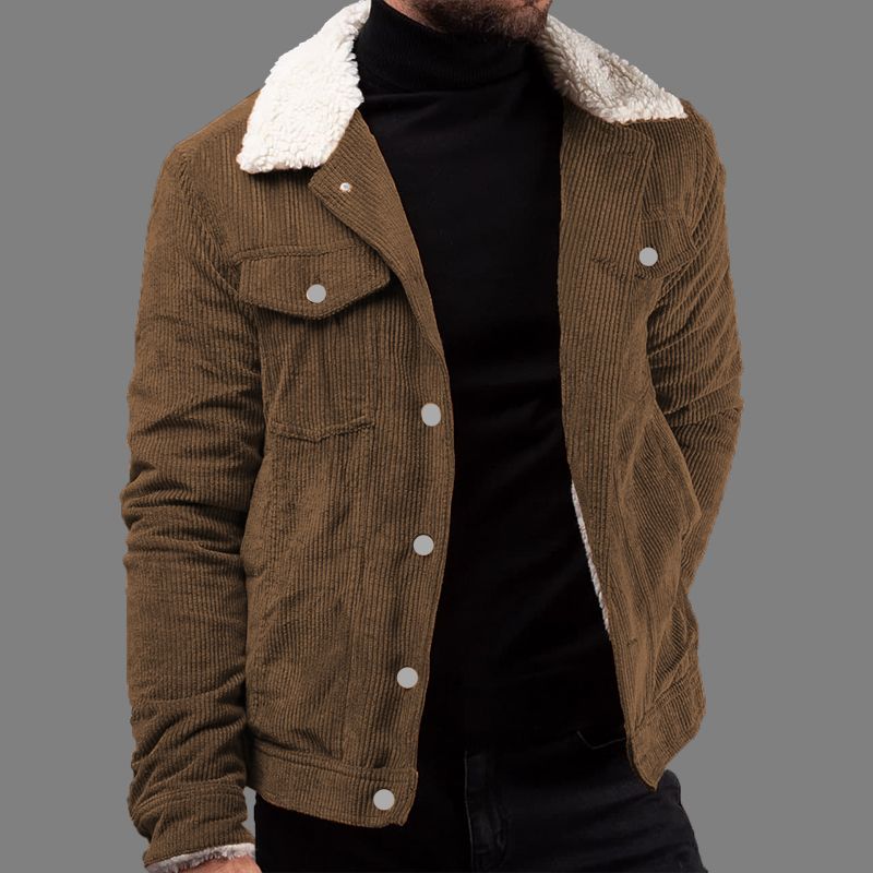 کاپشن مردانه مخمل کبریتی قهوه ای برند ZARA با آستر تدی گرم و یقه پشمی | مودی کالا