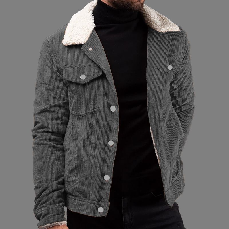 کاپشن مردانه مخمل کبریتی طوسی تیره برند ZARA با آستر تدی گرم و یقه پشمی | مودی کالا