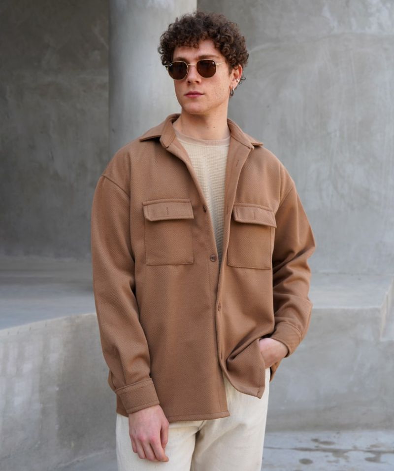 پیراهن فوتر ضخیم مردانه مدل کلاسیک رنگ شتری | مودی کالا