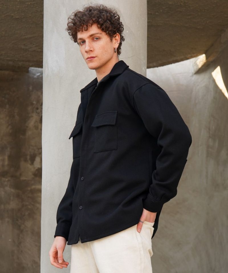 پیراهن فوتر ضخیم مردانه مدل کلاسیک رنگ مشکی | مودی کالا