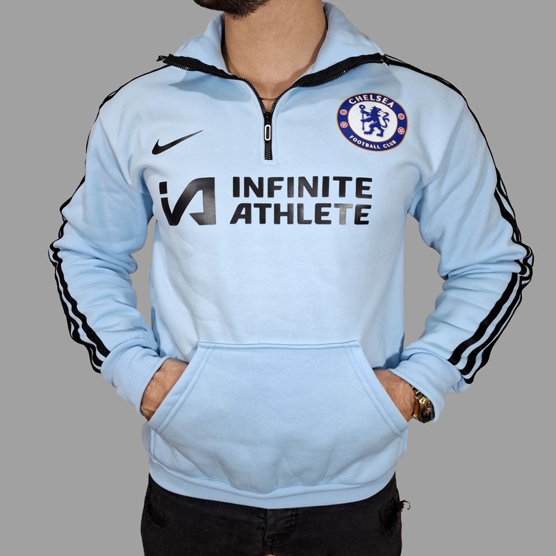 سویشرت نیم‌ زیپ آبی روشن دورس داخل کرک چلسی | مودی کالا