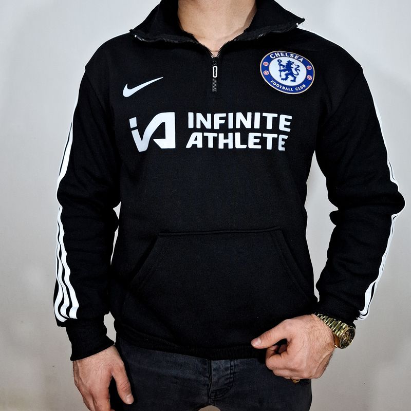 سویشرت نیم‌ زیپ مشکی دورس داخل کرک چلسی | مودی کالا