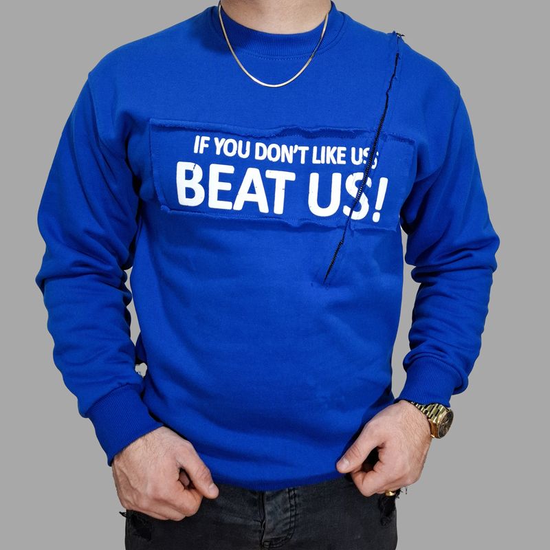 سویشرت مردانه آبی دورس سه‌ نخ پنبه طرح BEAT US | مودی کالا