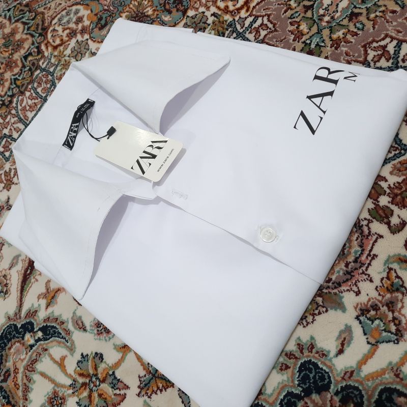پیراهن سفید آستین کوتاه مردانه zara man ترکیه | مودی کالا